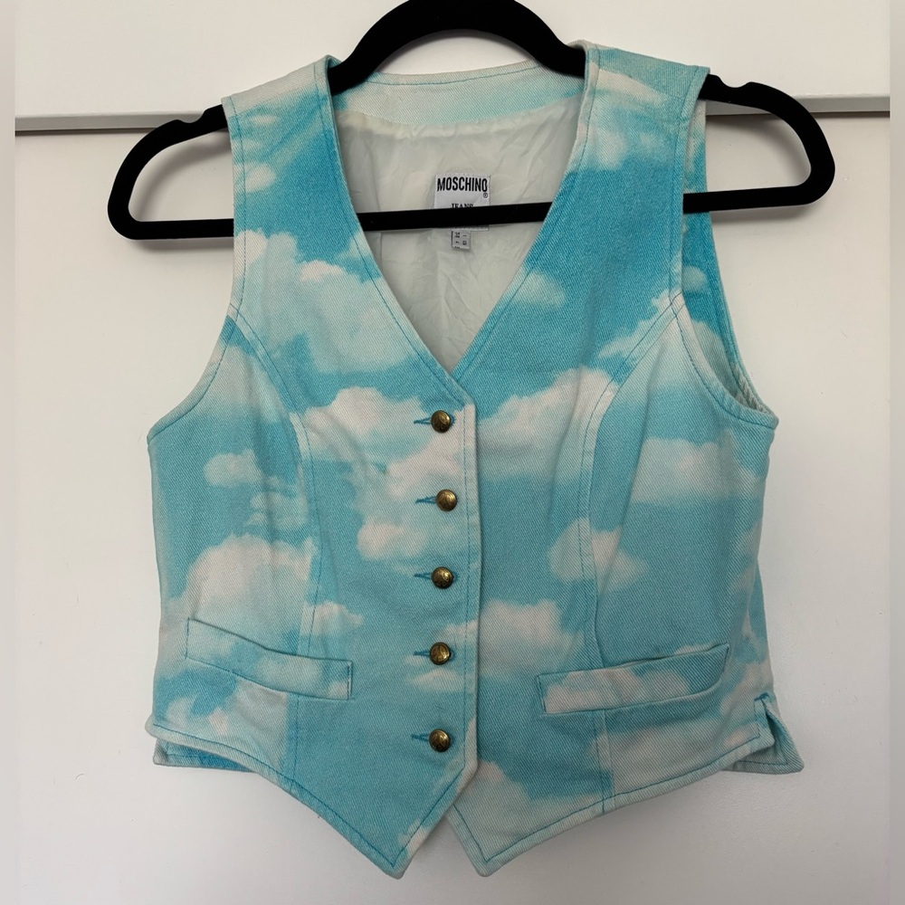Moschino Denim Cloud print vest